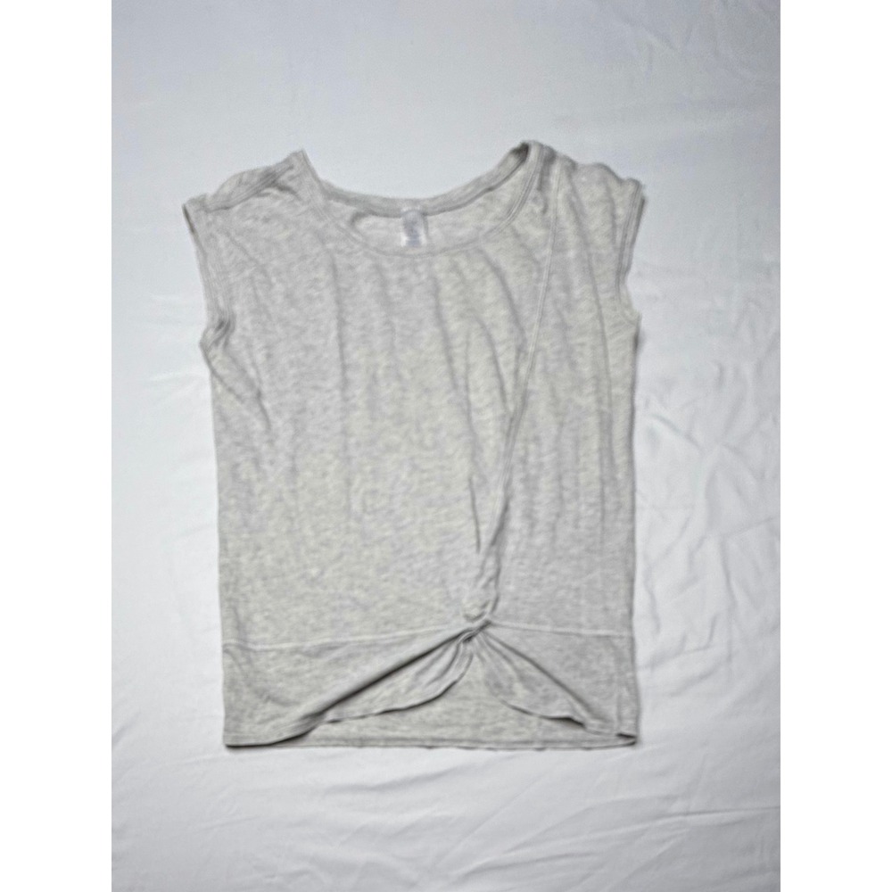 Ivivva Lululemon Girls Grey Twist Front Tulip Hem Activewear Top Size 10 T6